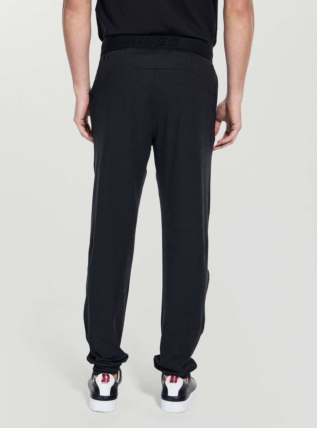 GUESS Mens Black Logo Waistband Pants Z5YB12KCX82 Back View