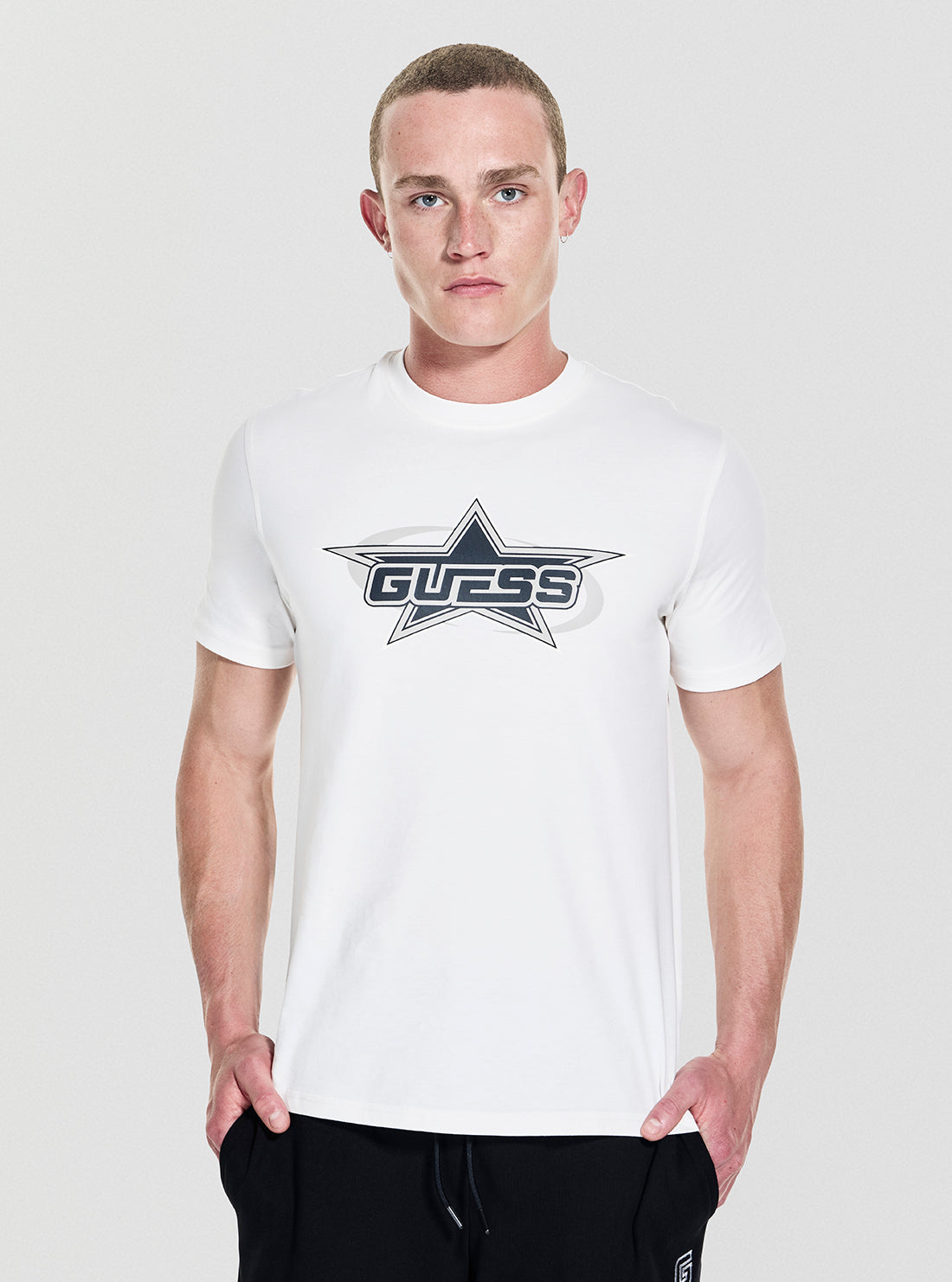 GUESS Womens White Nello Active T-Shirt Z5YI02I3Z14 Front View