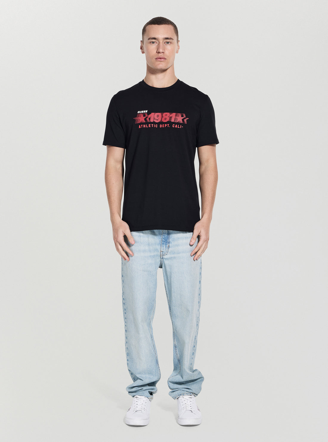 GUESS Mens Black Adelmo Logo Active T-Shirt Z5YI19I3Z14 Full View