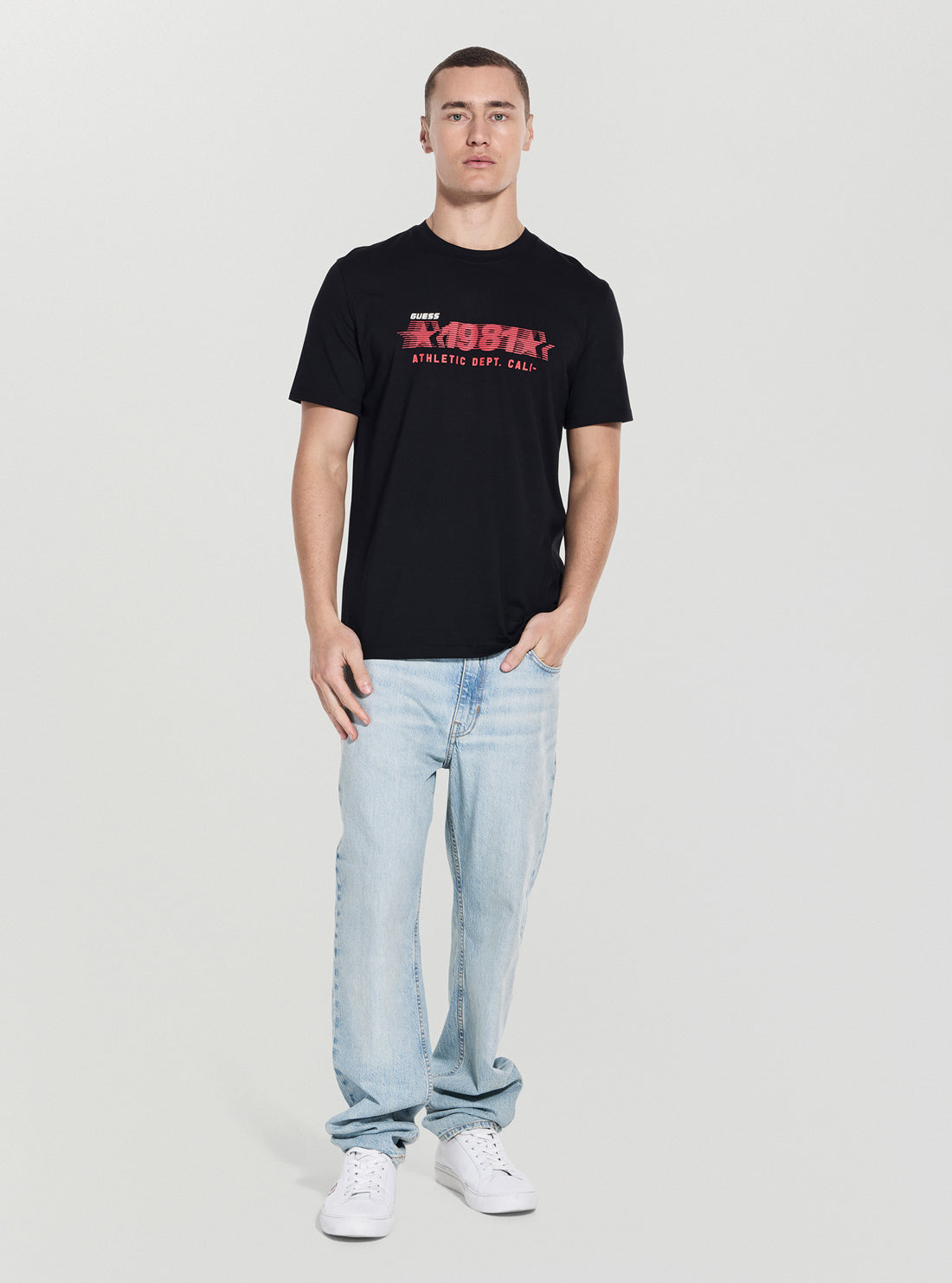 GUESS Mens Black Adelmo Logo Active T-Shirt Z5YI19I3Z14 Full View