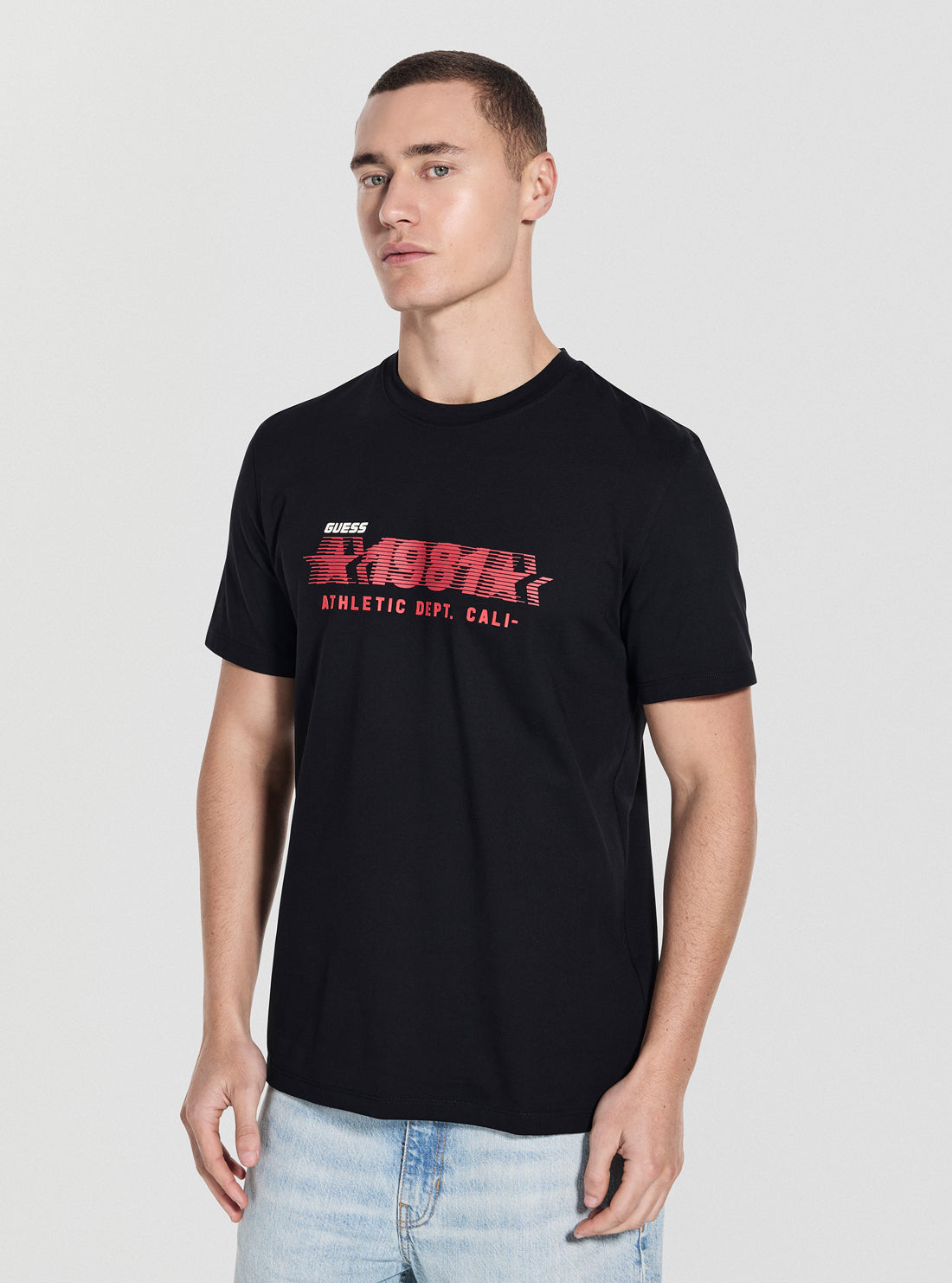 GUESS Mens Black Adelmo Logo Active T-Shirt Z5YI19I3Z14 Front View_2