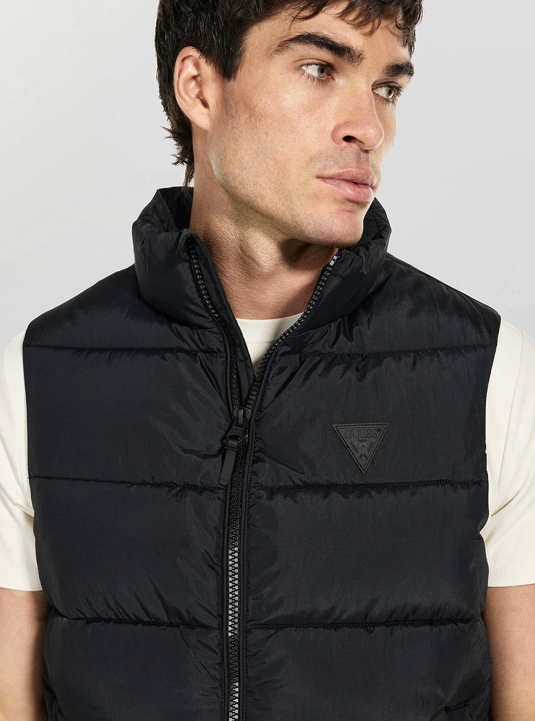 GUESS Mens Black Rohan Active Quilted Vest Z5YL08WGTN0 Detail View