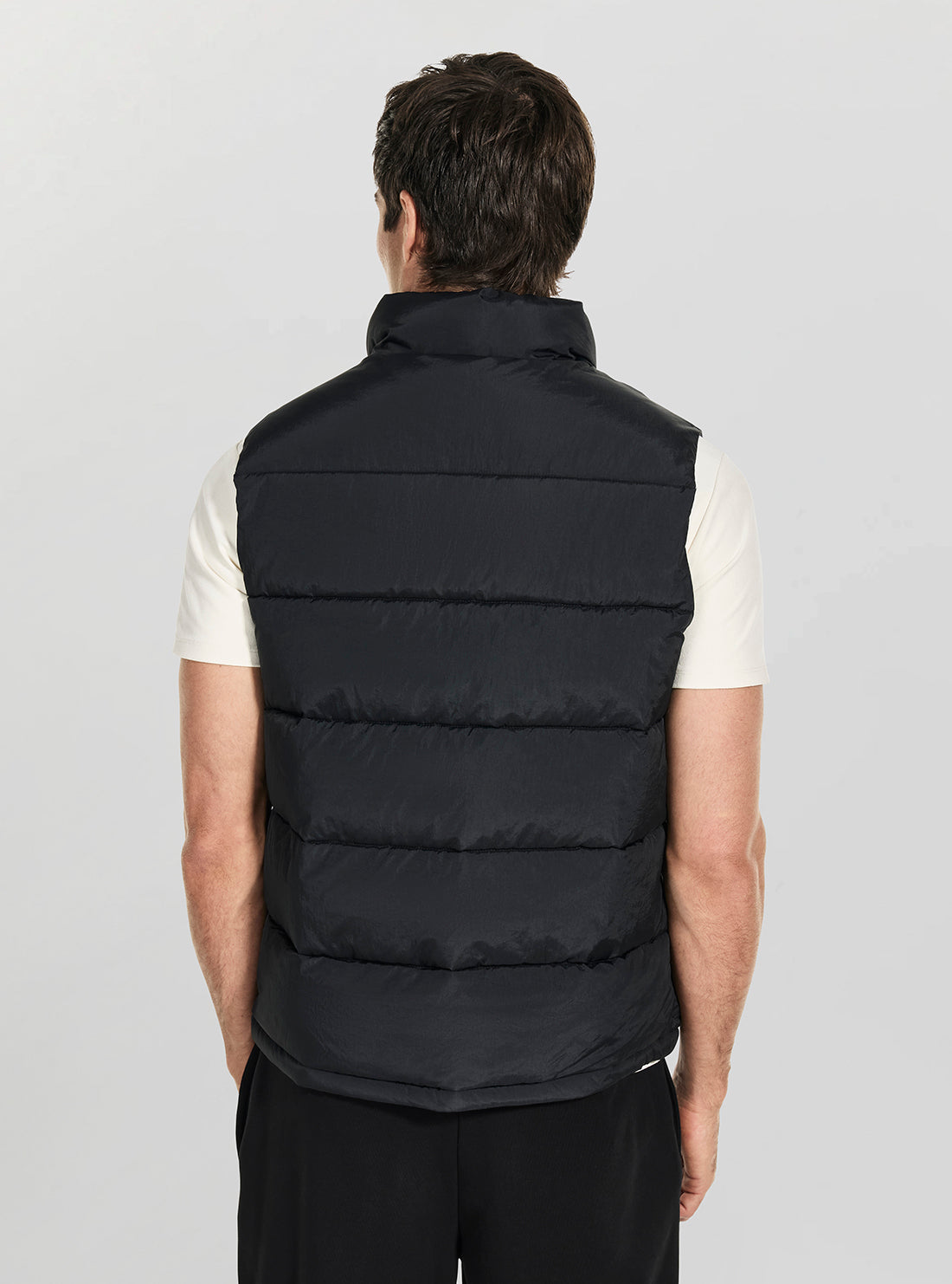 GUESS Mens Black Rohan Active Quilted Vest Z5YL08WGTN0 Back View