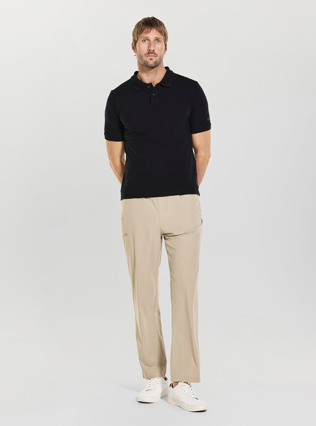 GUESS Mens Black Manfredi Active Polo Shirt Z6GP03K2863 Full View