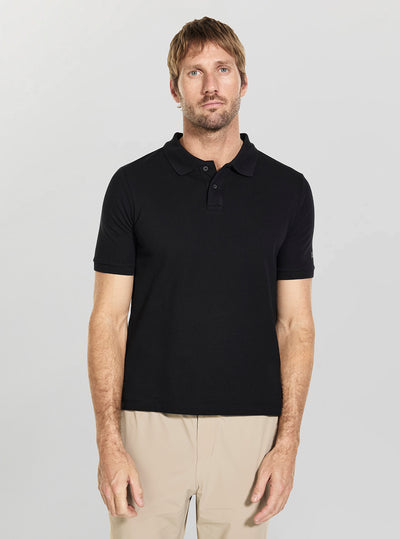 GUESS Mens Black Manfredi Active Polo Shirt Z6GP03K2863 Front View