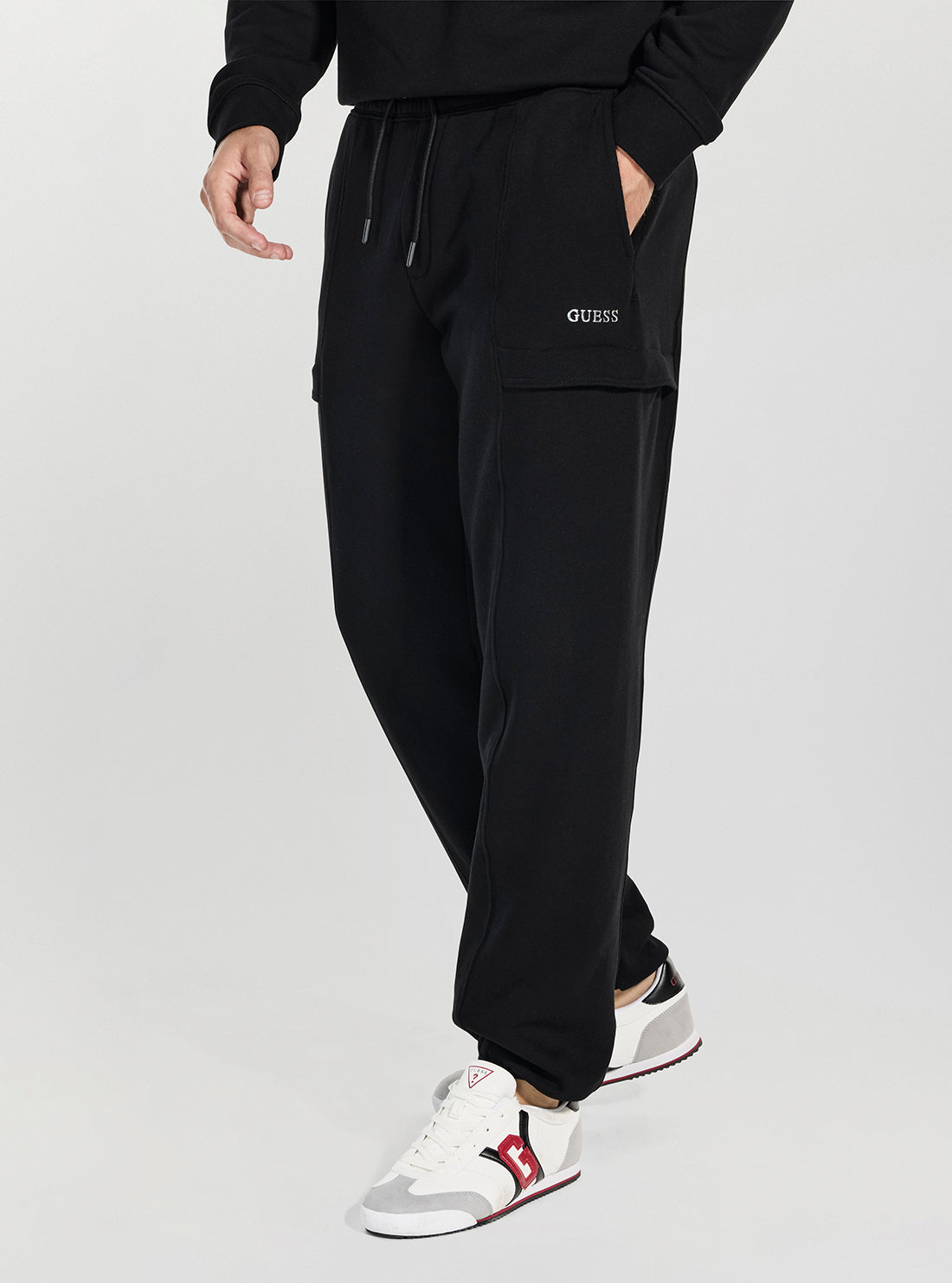 GUESS Mens Black Marzio Active Cargo Pant Z6RB11KAIJ1 Side View