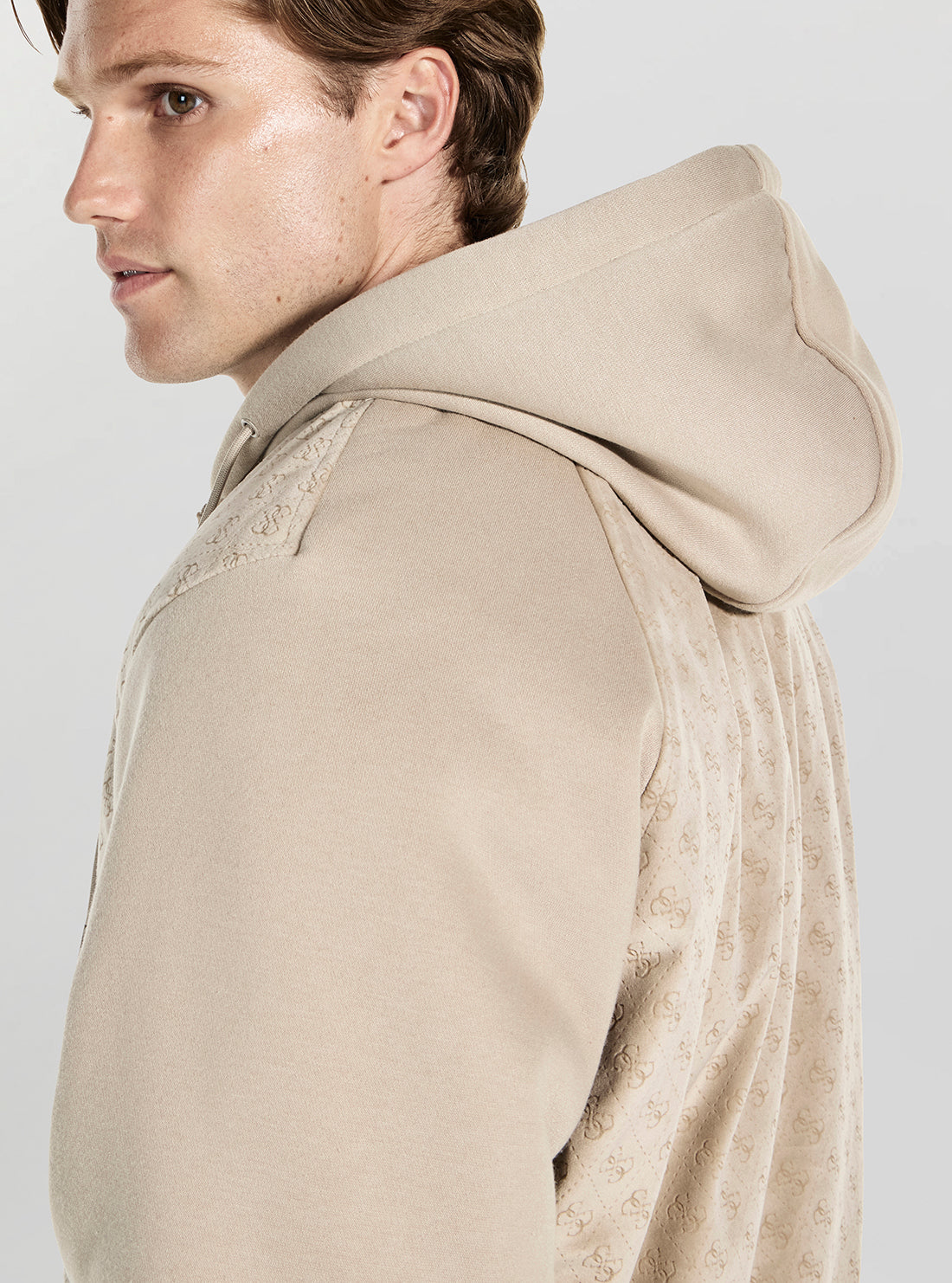 GUESS Mens Beige Elki Hoodie Padded Active Jacket Z6RL00KD622 Detail View