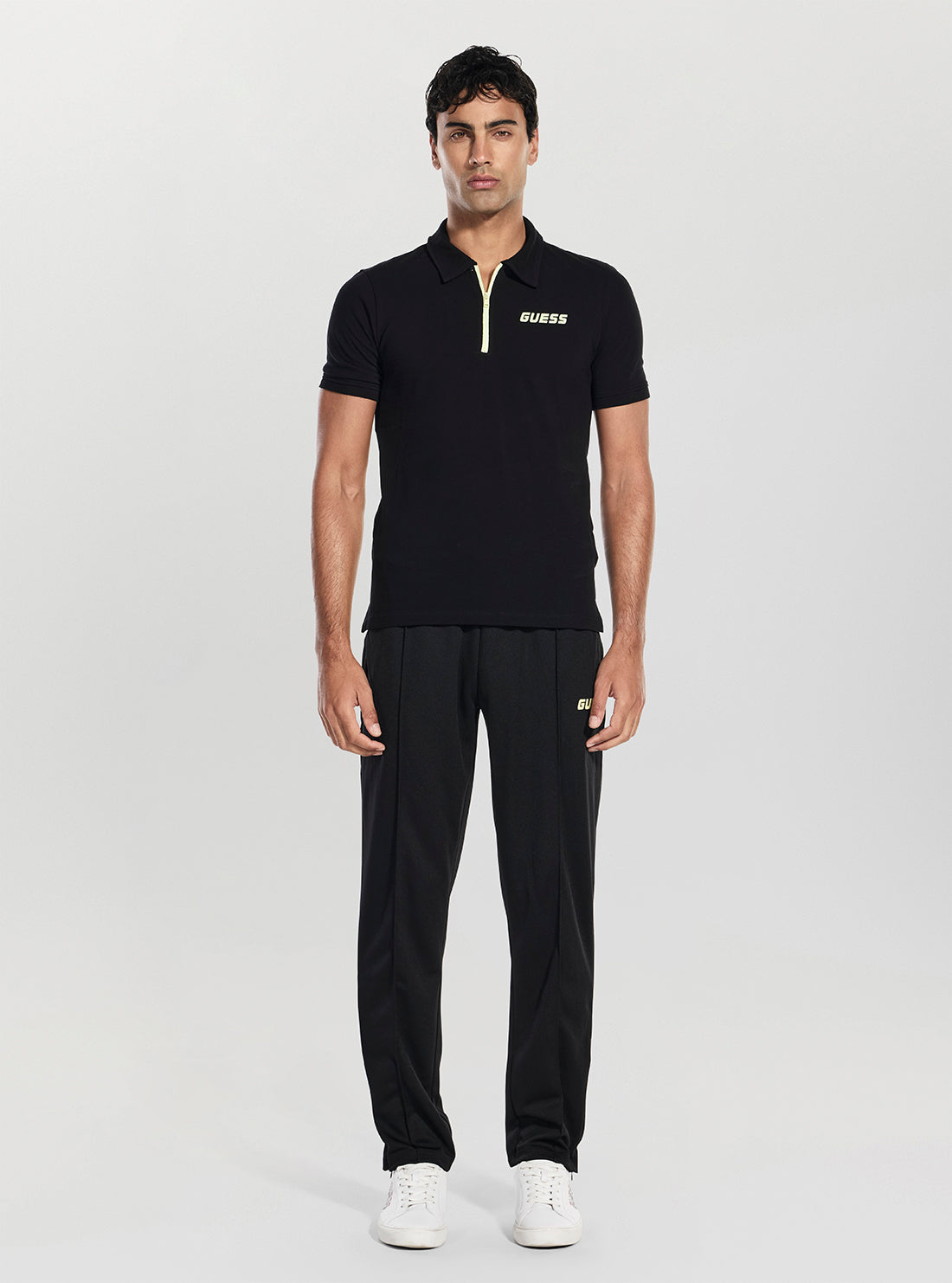 GUESS Mens Black Moki Active Polo Shirt Z6RP01K9WF1 Full View