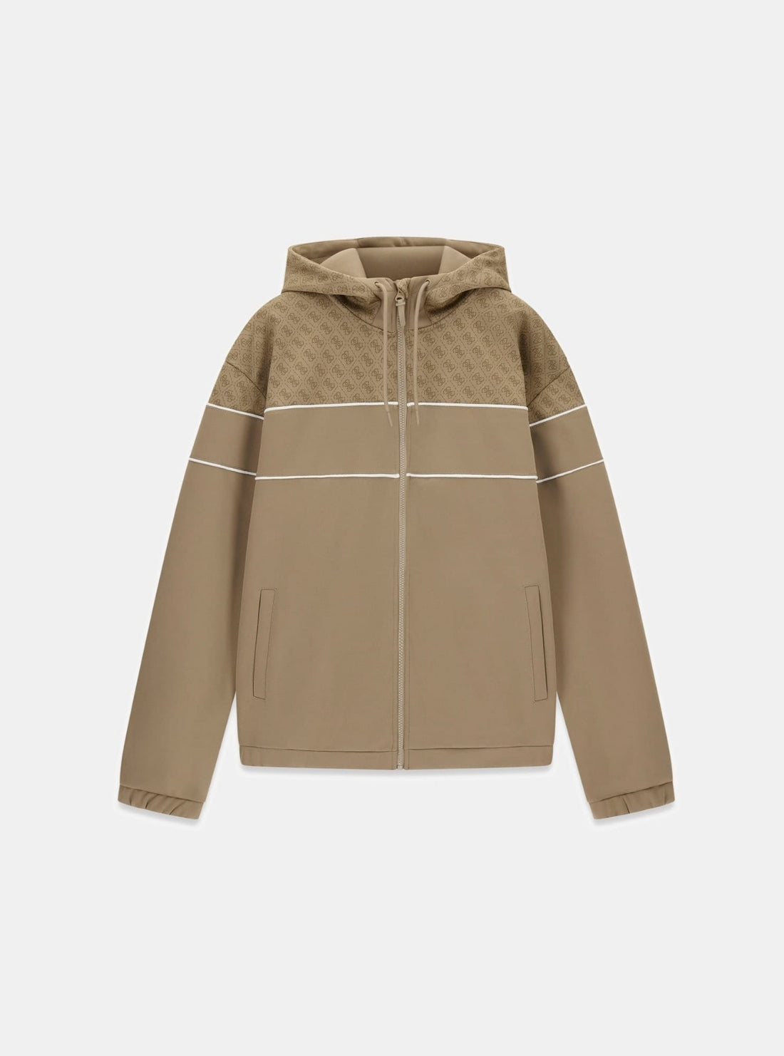 GUESS Mens Beige Anoki 4G Zip Hoodie Active Sweatshirt Z6RQ13KD472 Flaltay