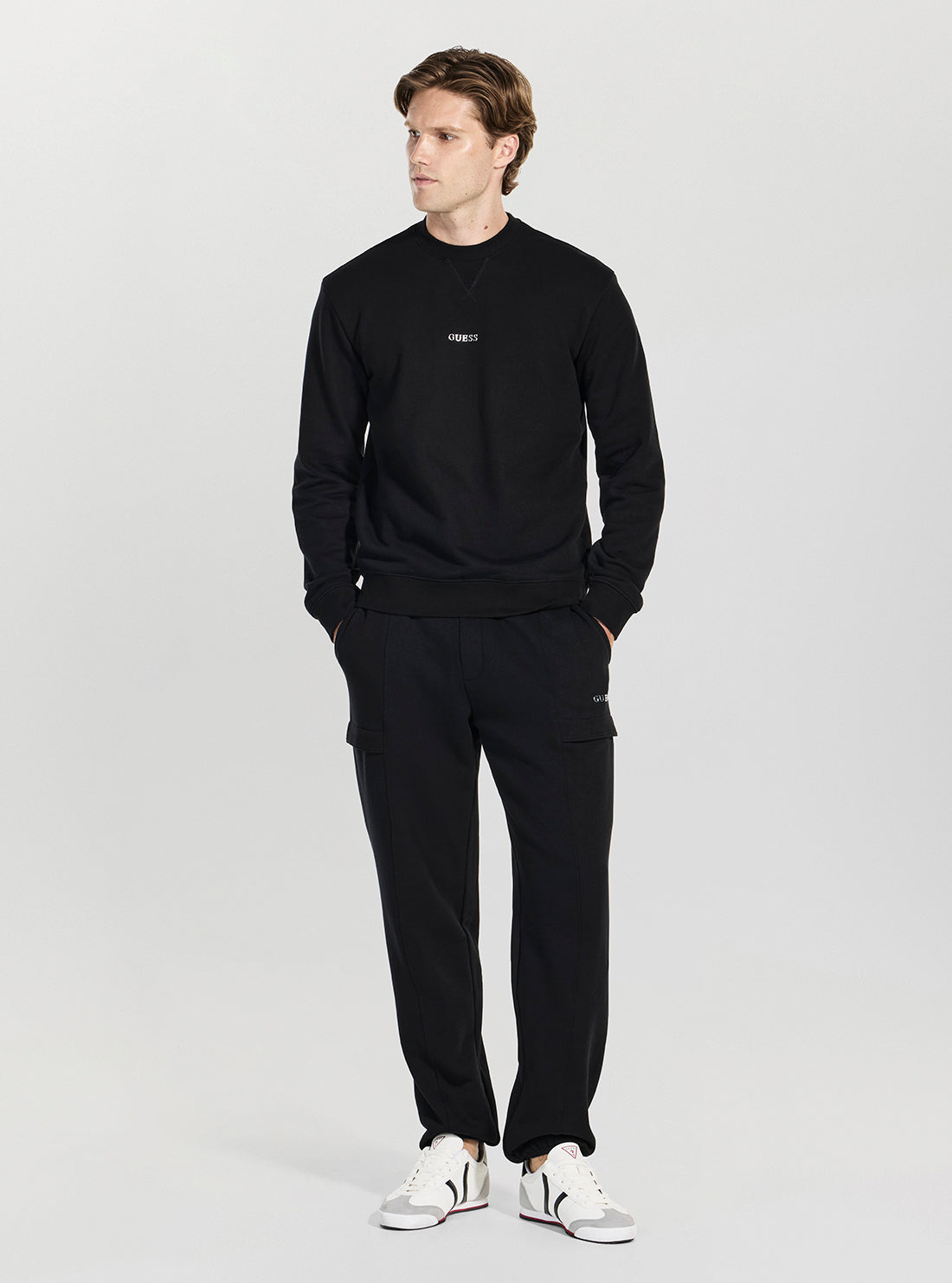 GUESS Mens Black Marzio Active Sweatshirt Z6RQ19KAIJ1 Full View