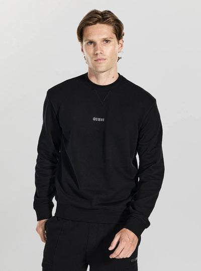 GUESS Mens Black Marzio Active Sweatshirt Z6RQ19KAIJ1 Front View