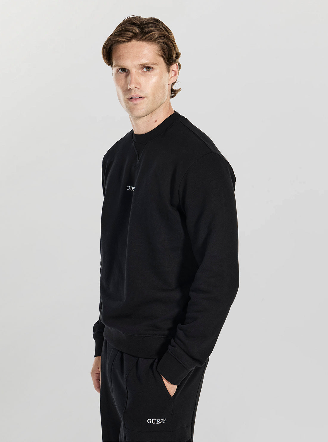 GUESS Mens Black Marzio Active Sweatshirt Z6RQ19KAIJ1 Side view