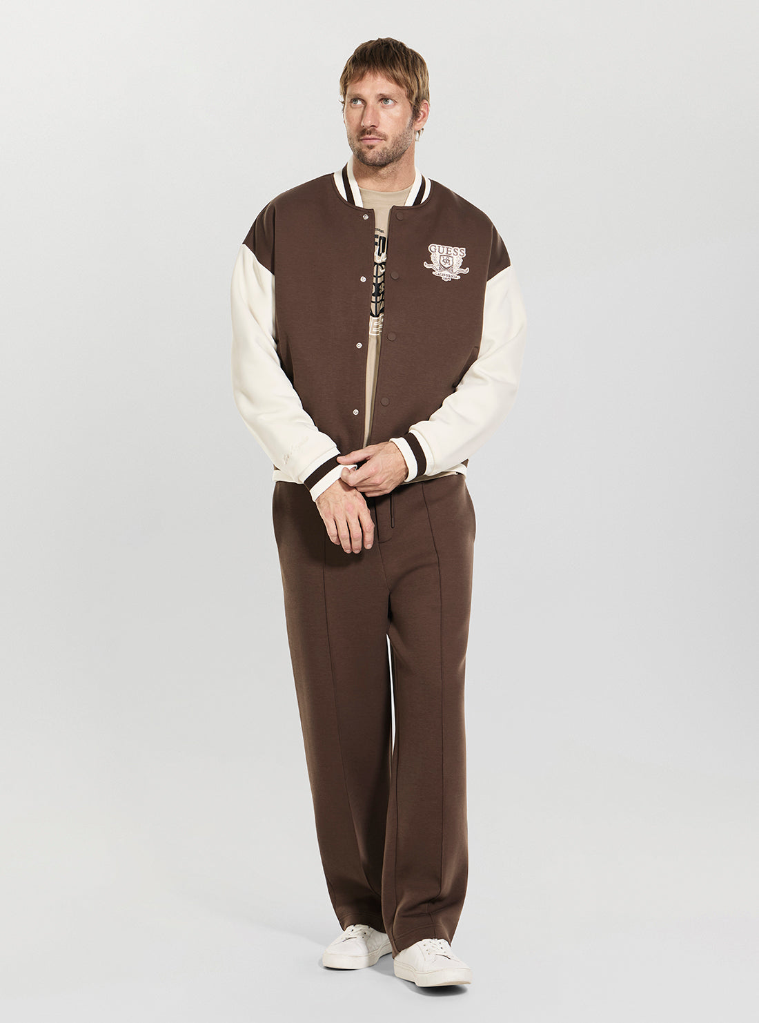 GUESS Mens Brown Herald Active Bomber Jacket Z6YL07K5007 Full View
