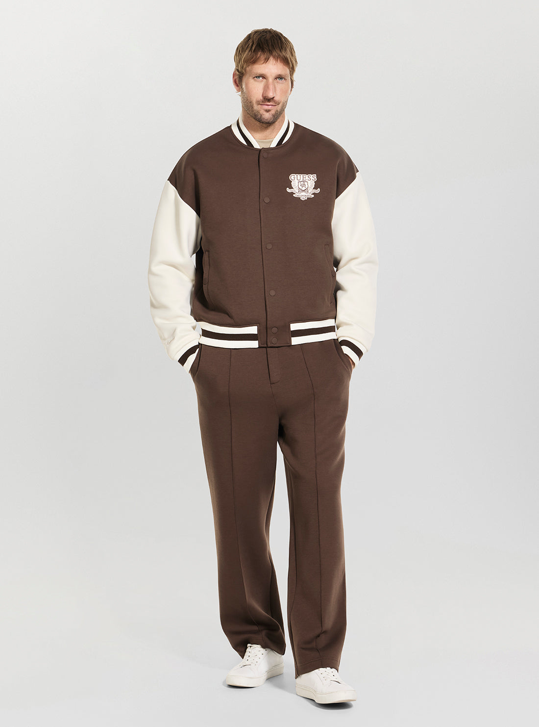 GUESS Mens Brown Herald Active Bomber Jacket Z6YL07K5007 Full View