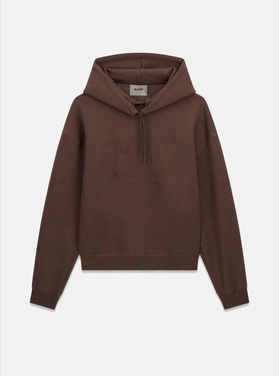 GUESS Mens Brown Herald Hoodie Active Sweatshirt Z6YQ21K4991 Flatlay