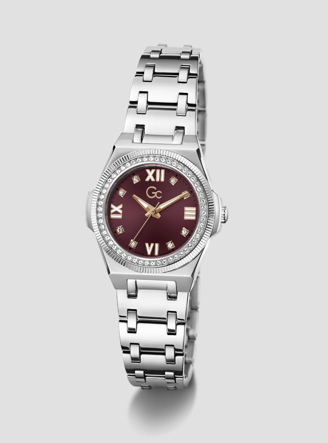 GUESS Accessories Silver Red Dial GC SportChic Watch Z92005L3 Front Side view