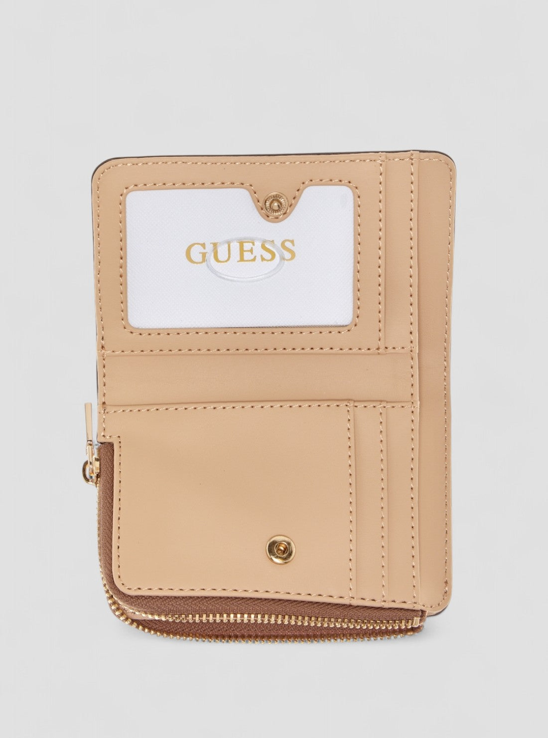 GUESS Womens Beige Laurel Zip Around Card Case ZG7459156 Inside View