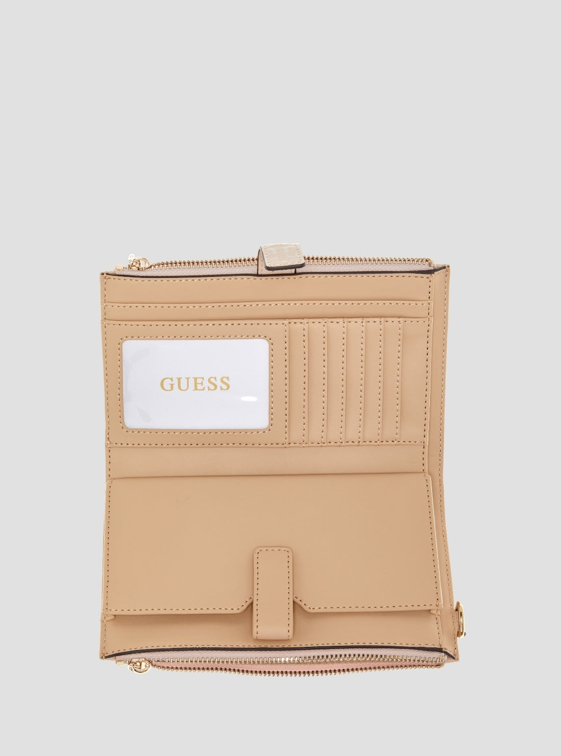 GUESS Womens White Beige Laurel II Double Zip Organiser ZG7459157 Inside View