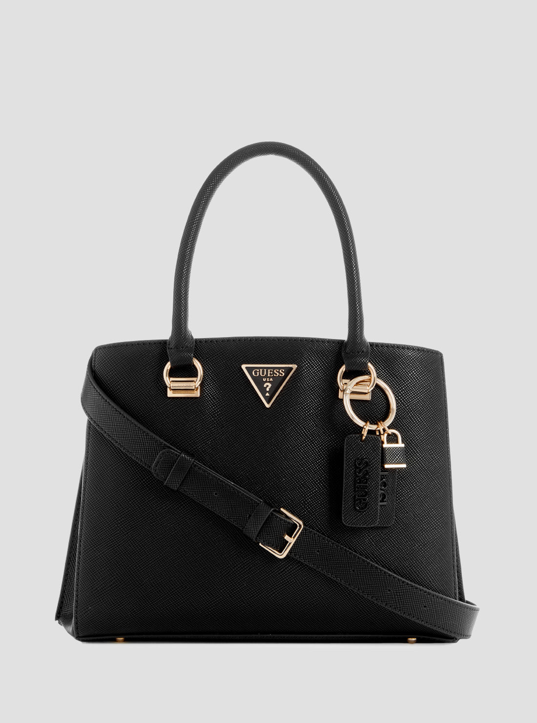 GUESS Womens Black Noelle Girlfriend Satchel Bag ZG787906 Front View