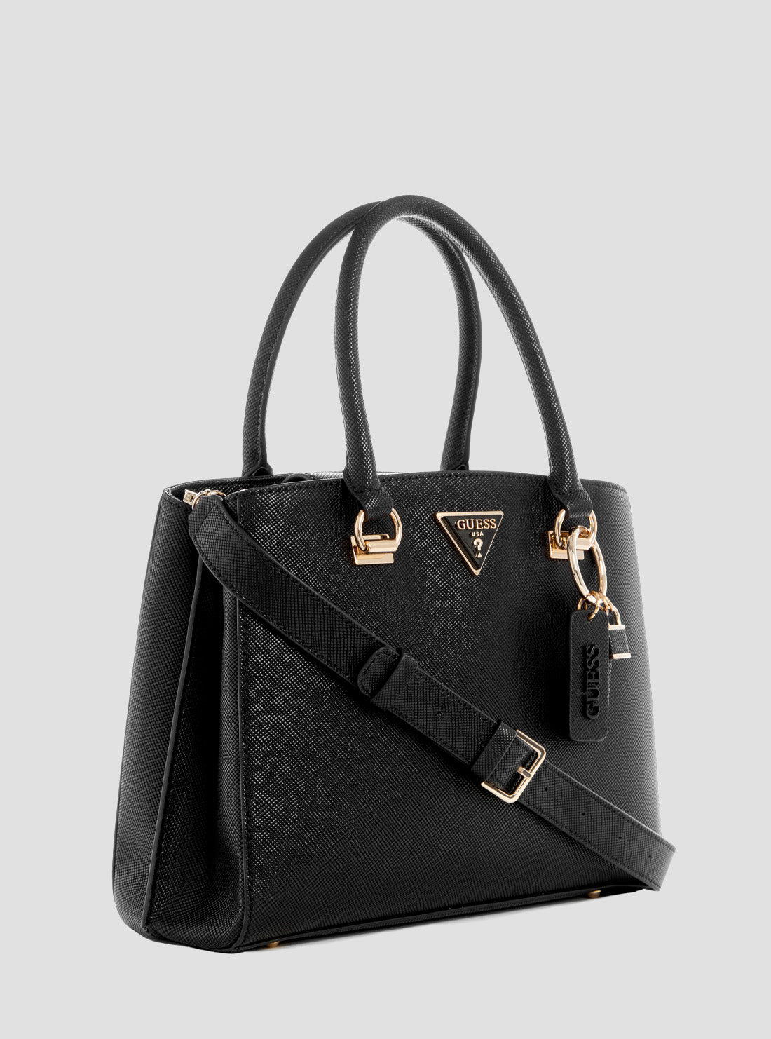 GUESS Womens Black Noelle Girlfriend Satchel Bag ZG787906 Front Side View