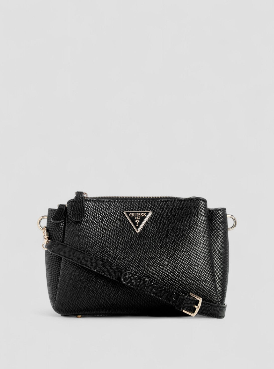 GUESS Women's Basket-Style Mesh Crossbody Bag - Black Mini Flap Bag With Chain Strap