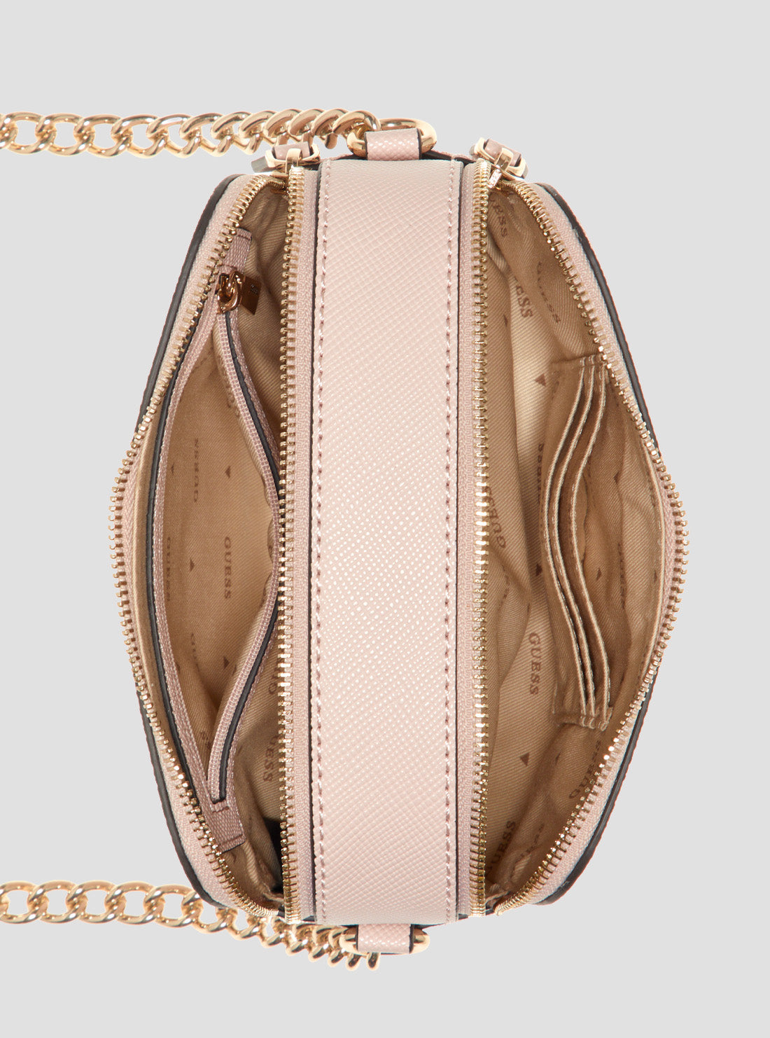 GUESS Women's Pink Noelle Camera Crossbody Bag ZG787913LTR Internal View