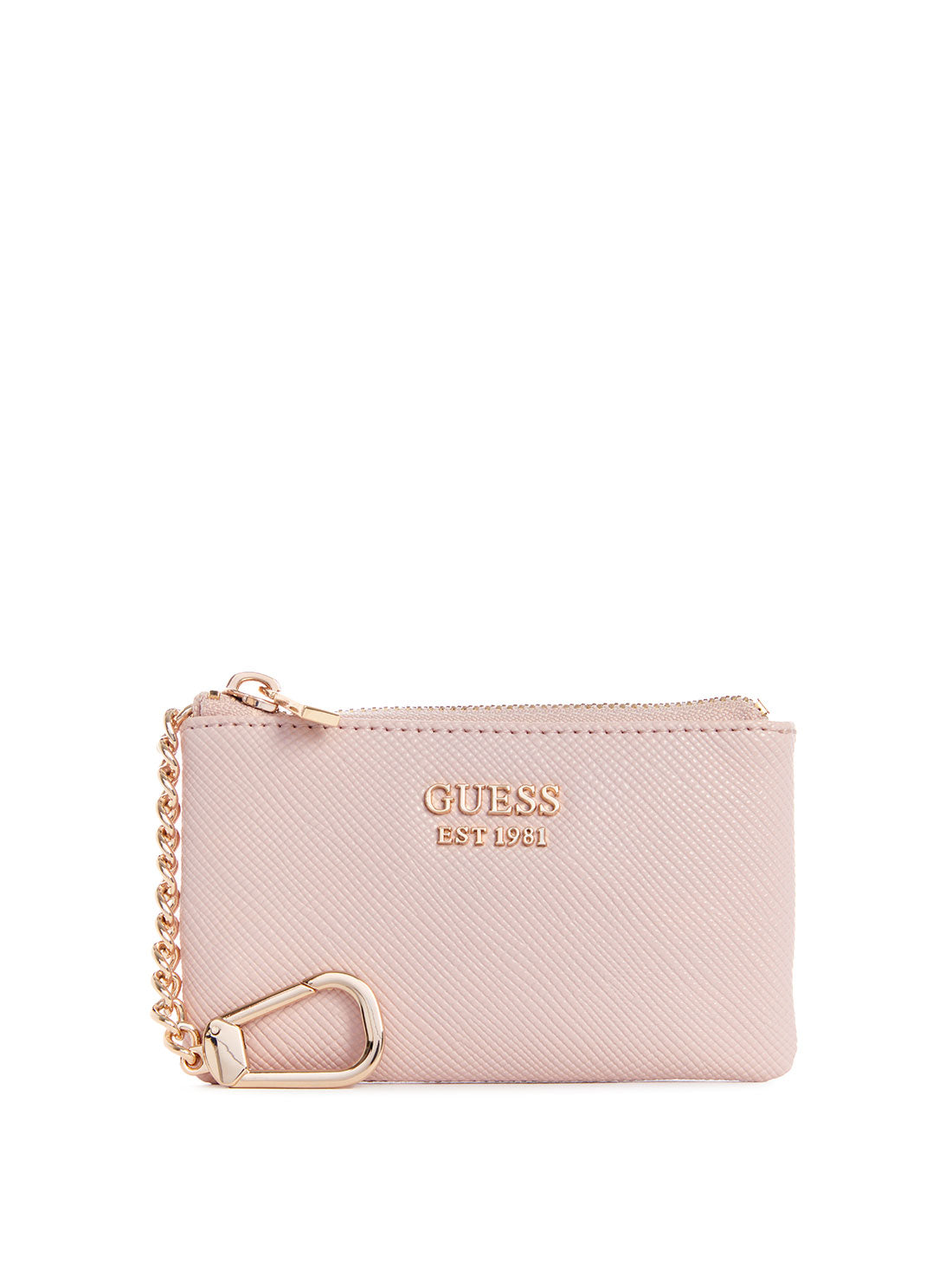 GUESS Pink Laurel Zip Pouch front view