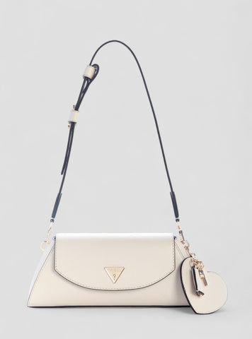GUESS Womens White Bolena Flap Shoulder Bag ZG920719 Front View