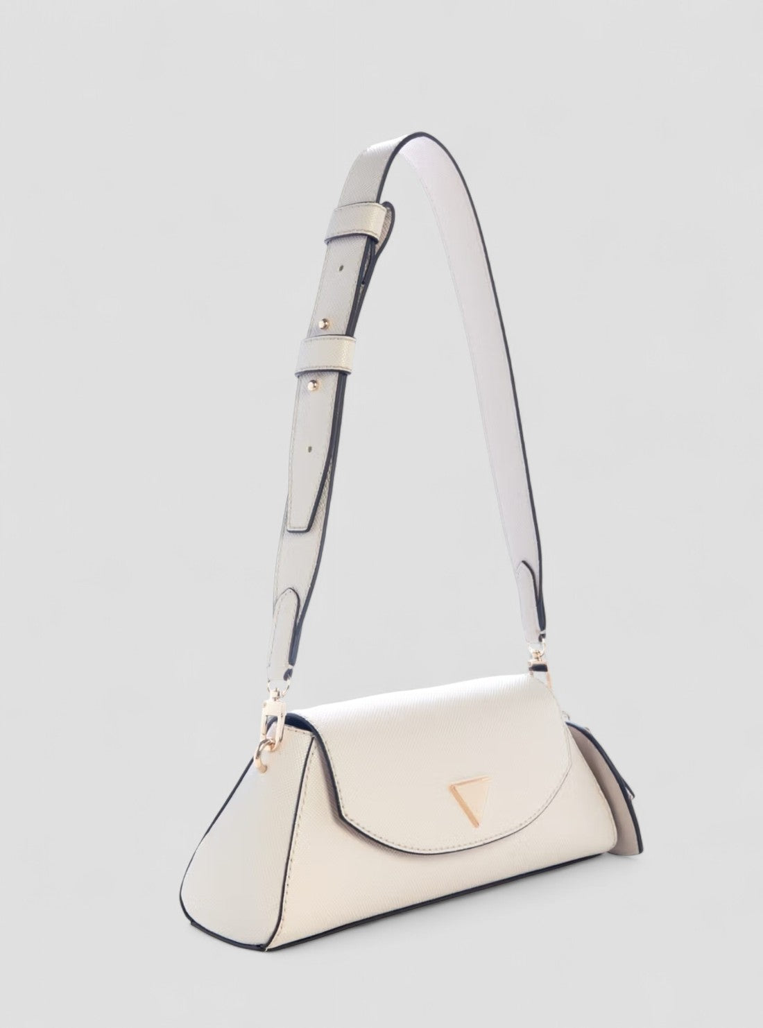 GUESS Womens White Bolena Flap Shoulder Bag ZG920719 Front Side View