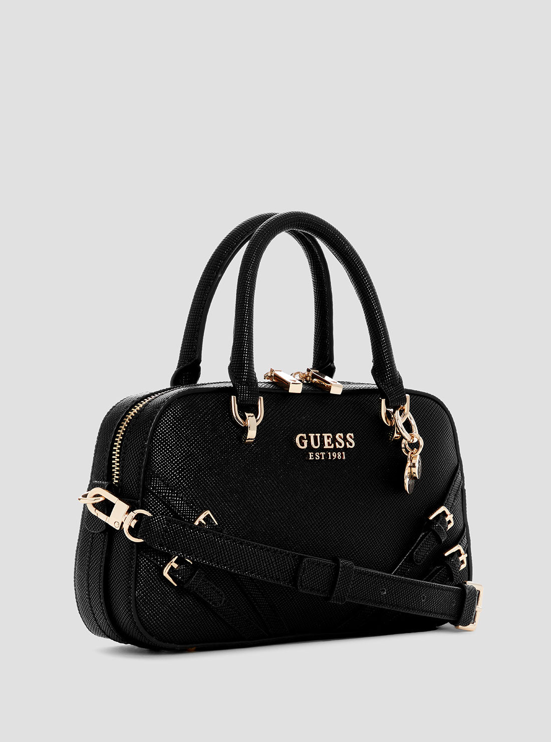 GUESS Womens Black Bramina Small Satchel Bag ZG963605 Side View