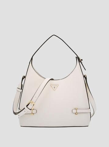 GUESS Womens White Rosalba Hobo Crossbody Bag ZG965701 Front View
