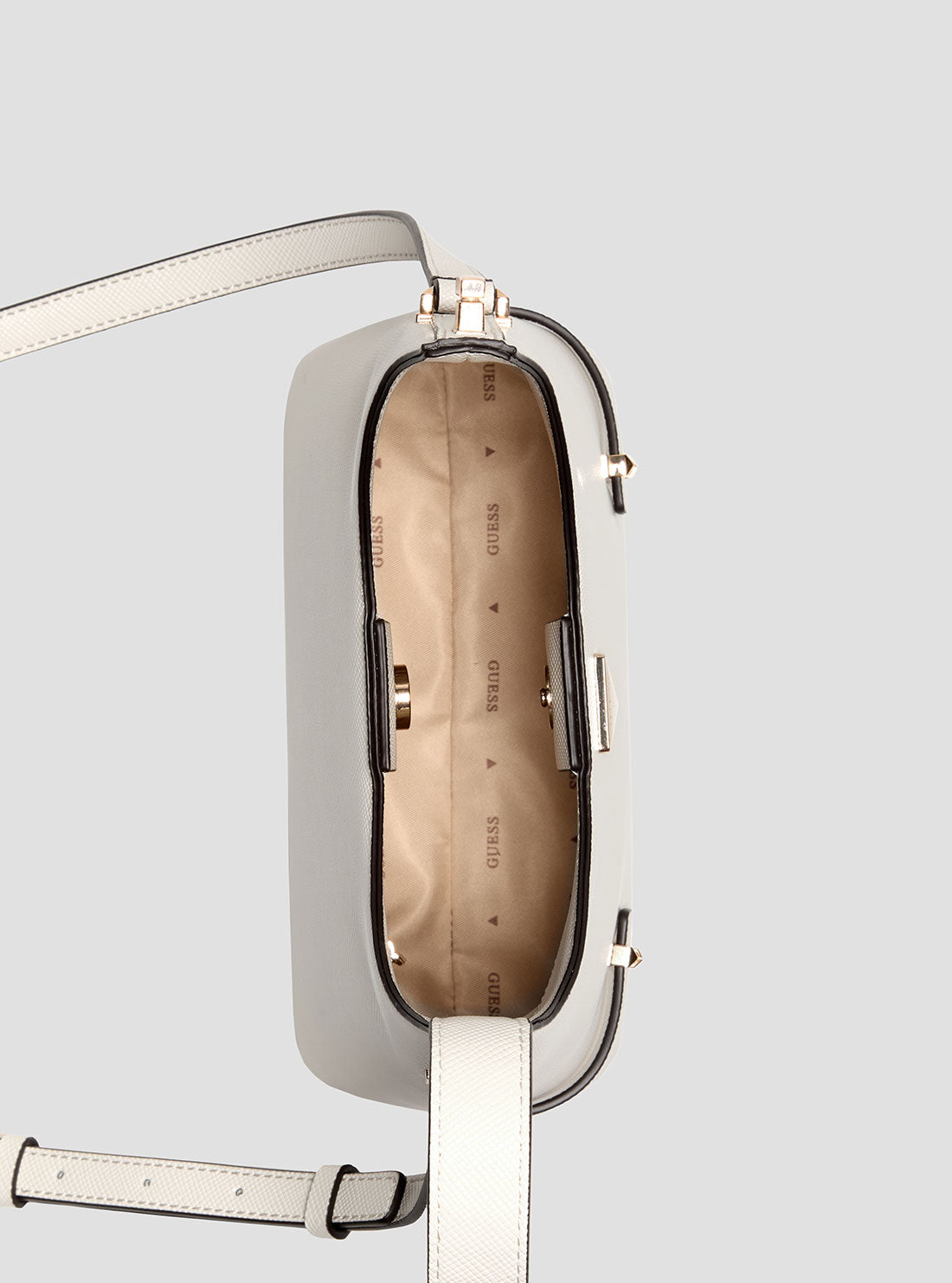 GUESS Womens White Rosalba Hobo Crossbody Bag ZG965701 Inside View