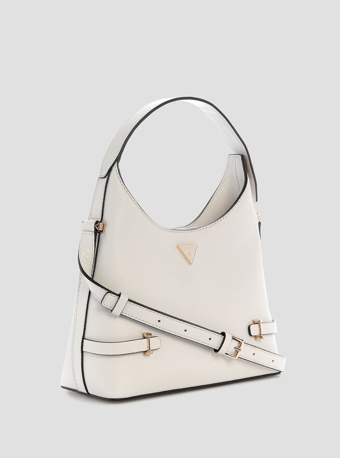 GUESS Womens White Rosalba Hobo Crossbody Bag ZG965701 Front Side View