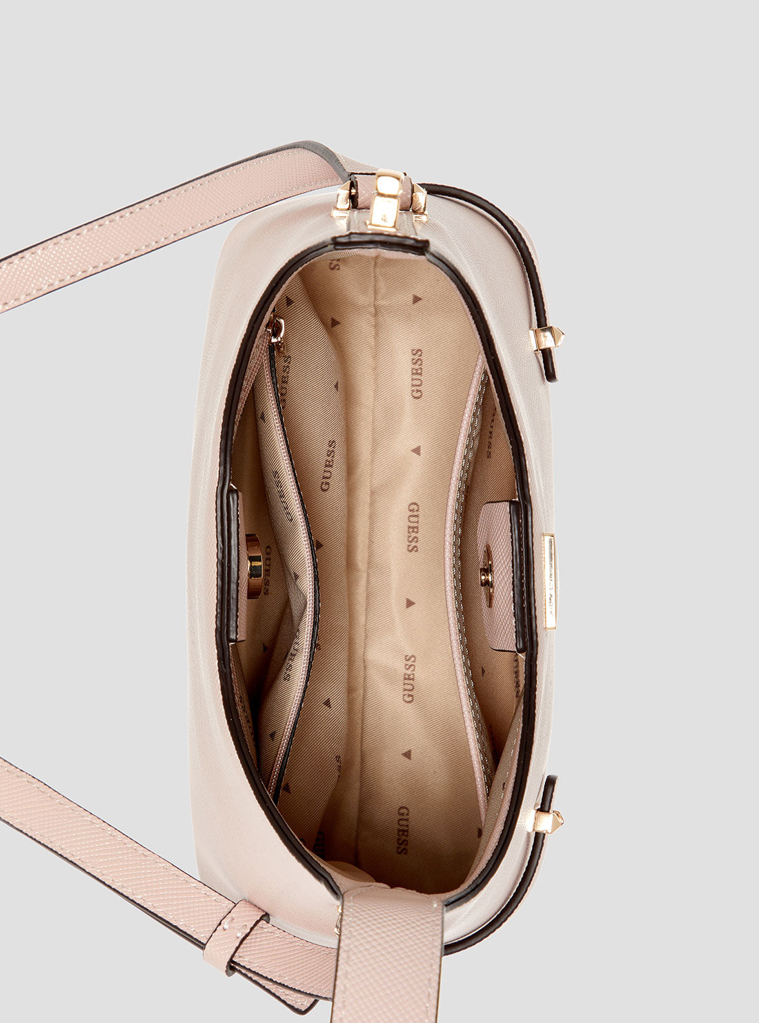 GUESS Womens Pink Rosalba Hobo Crossbody Bag ZG965701 Inside View