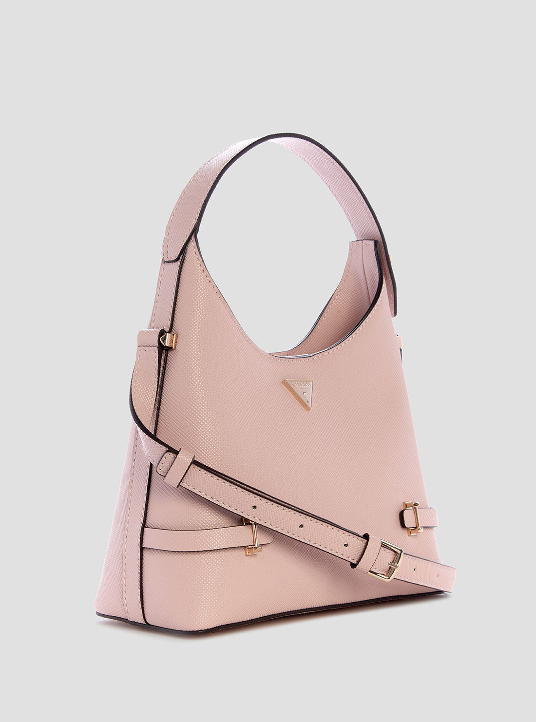 GUESS Womens Pink Rosalba Hobo Crossbody Bag ZG965701 Front Side View