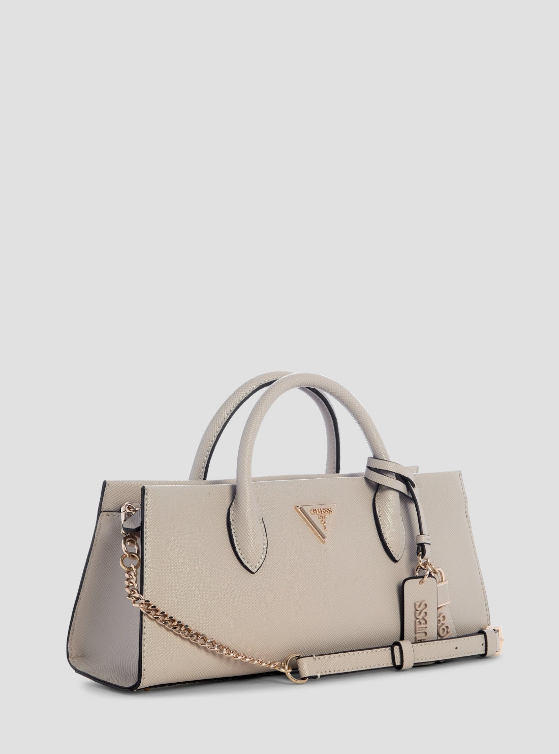 GUESS Womens White Taupe Noelle Girlfriend Satchel Bag ZG967204 Side View