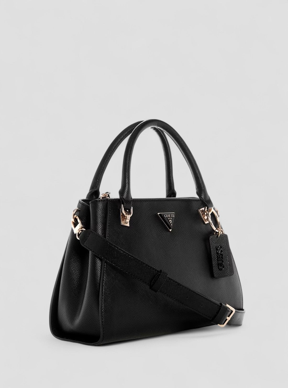 GUESS Womens Black Noelle Luxury Satchel Bag ZG967207 Front Side View