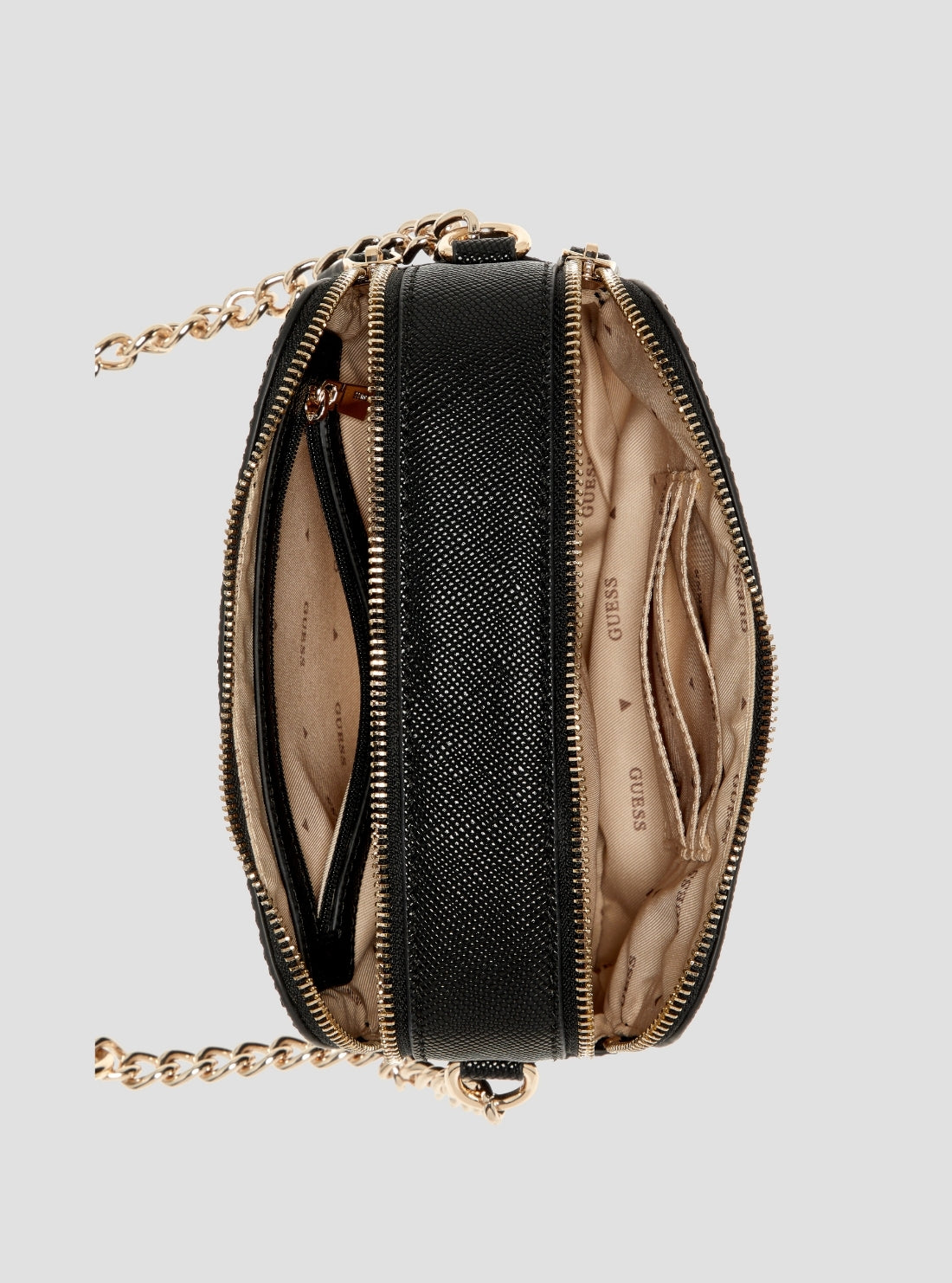 GUESS Womens Black Noelle Double Camera Crossbody Bag ZG967213 Inside View