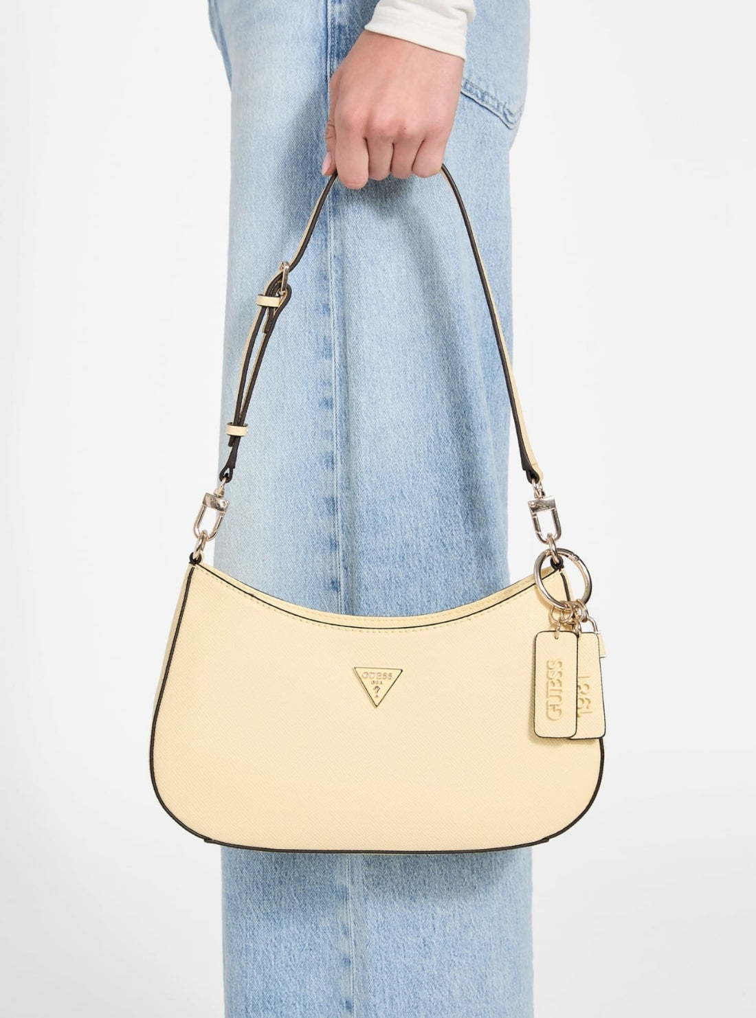 GUESS Womens Yellow Noelle Top Zip Shoulder Bag ZG967218 Model View