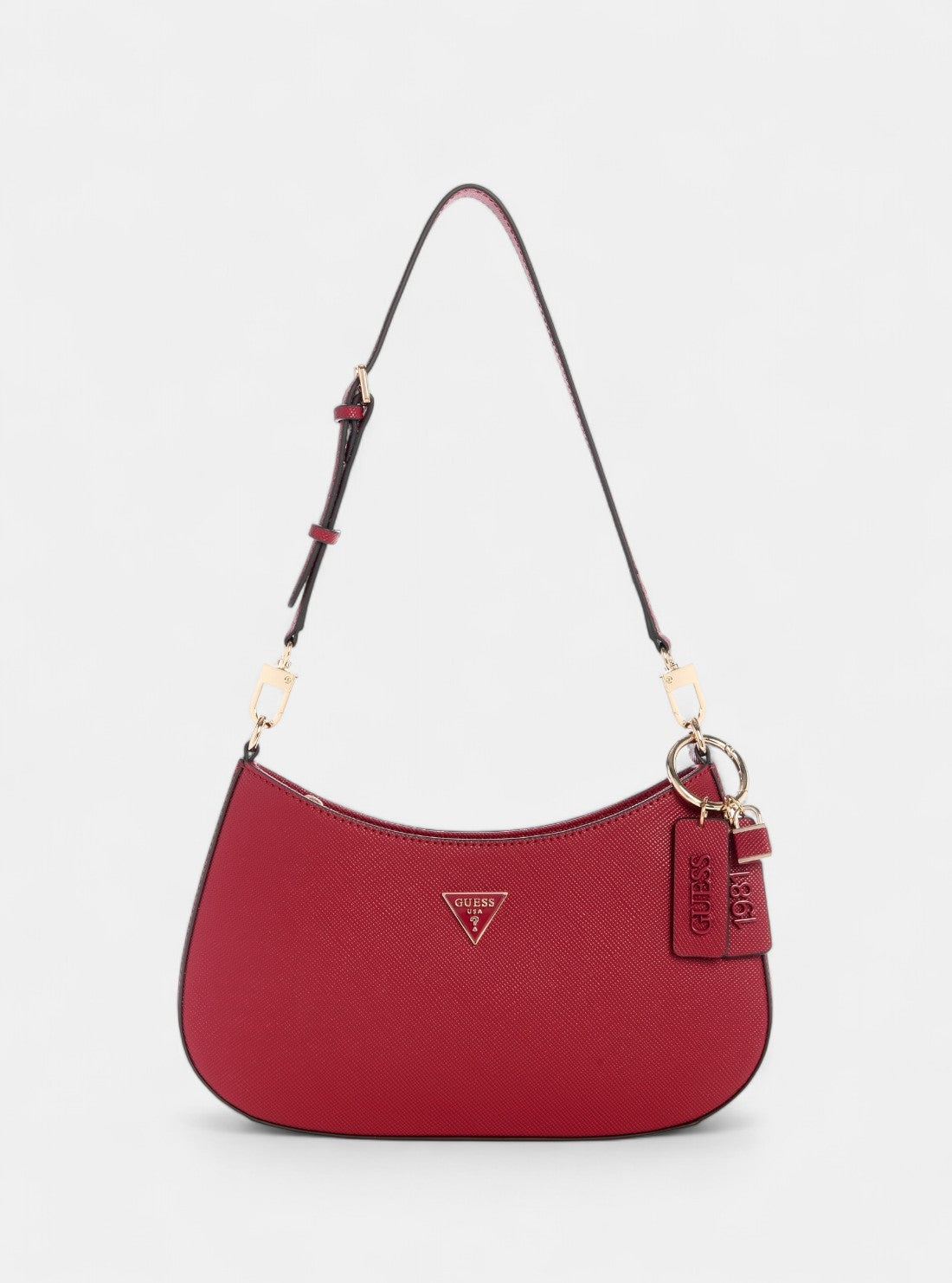 GUESS Womens Red Noelle Top Zip Shoulder Bag ZG967218 Front View