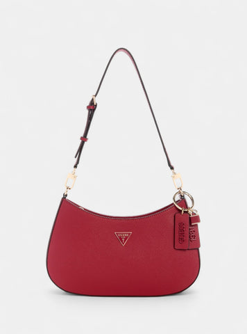 GUESS Womens Red Noelle Top Zip Shoulder Bag ZG967218 Front View