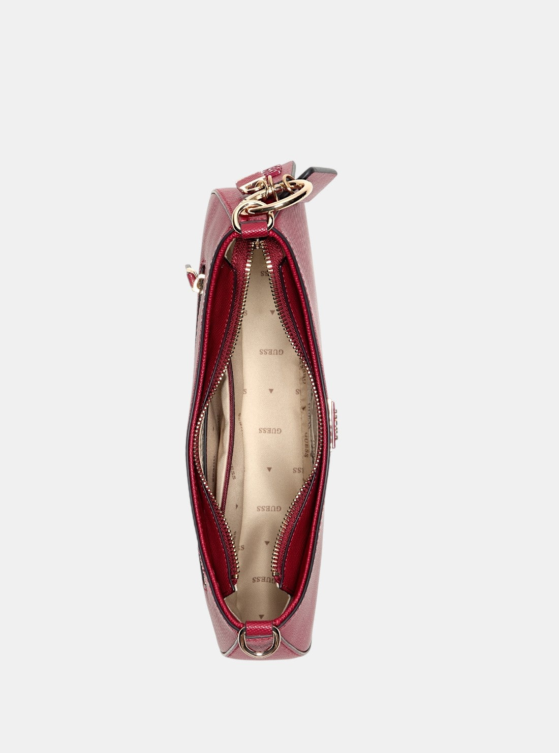 GUESS Womens Red Noelle Top Zip Shoulder Bag ZG967218 Inside View