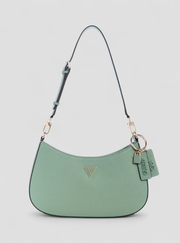 GUESS Womens Green Noelle Top Zip Shoulder Bag ZG967218 Front View
