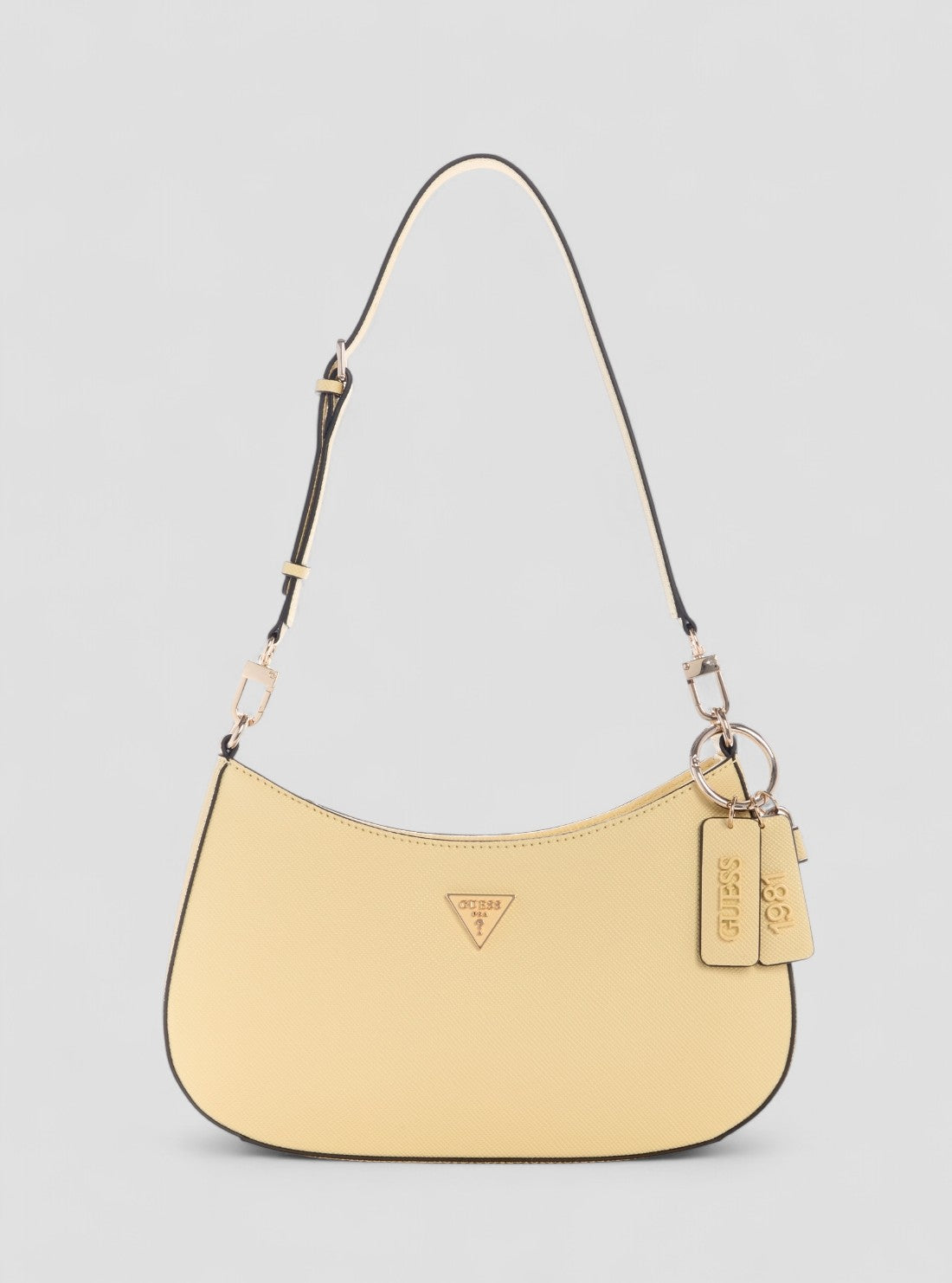 GUESS Womens Yellow Noelle Top Zip Shoulder Bag ZG967218 Front View