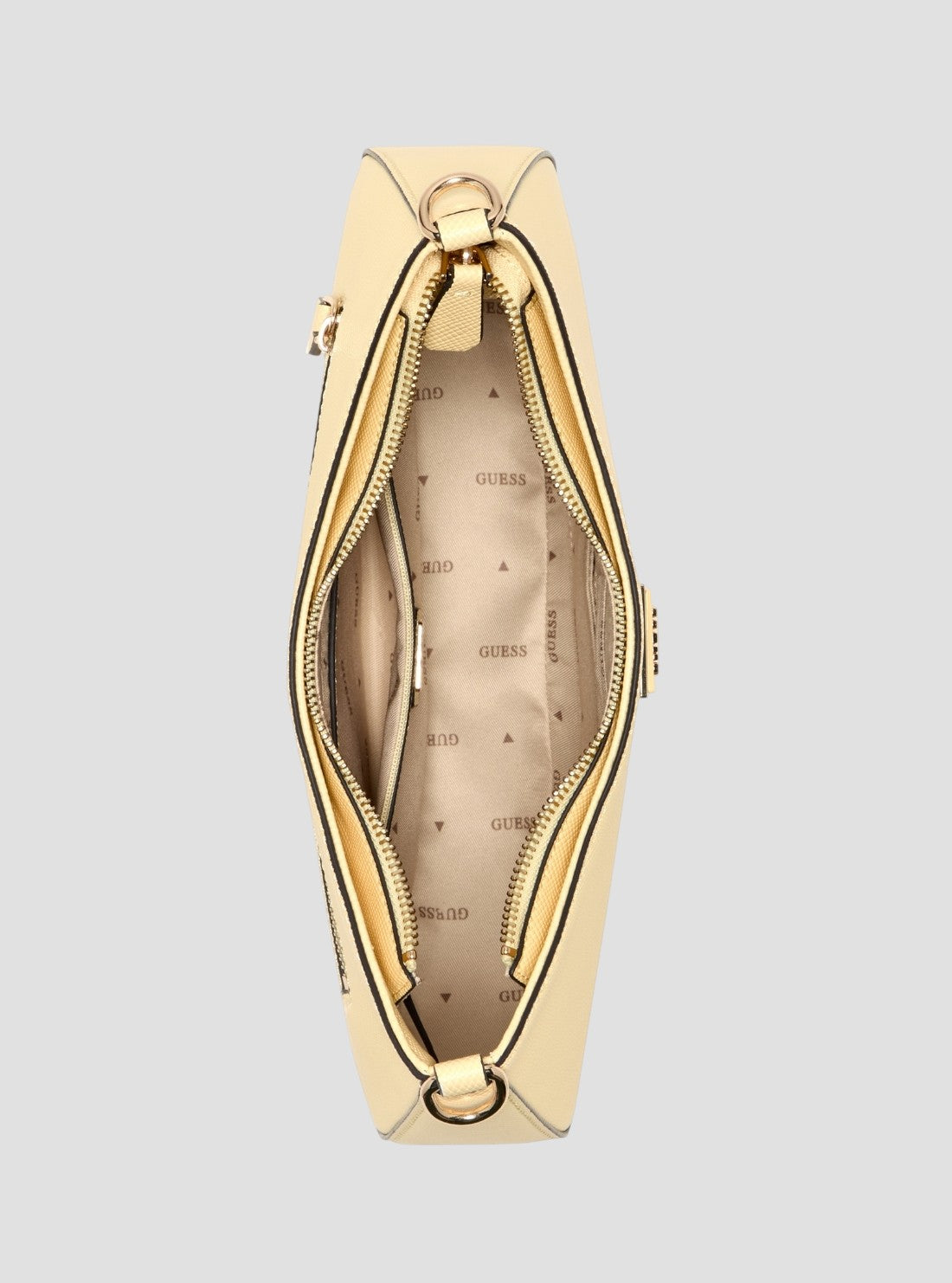 GUESS Womens Yellow Noelle Top Zip Shoulder Bag ZG967218 Inside View