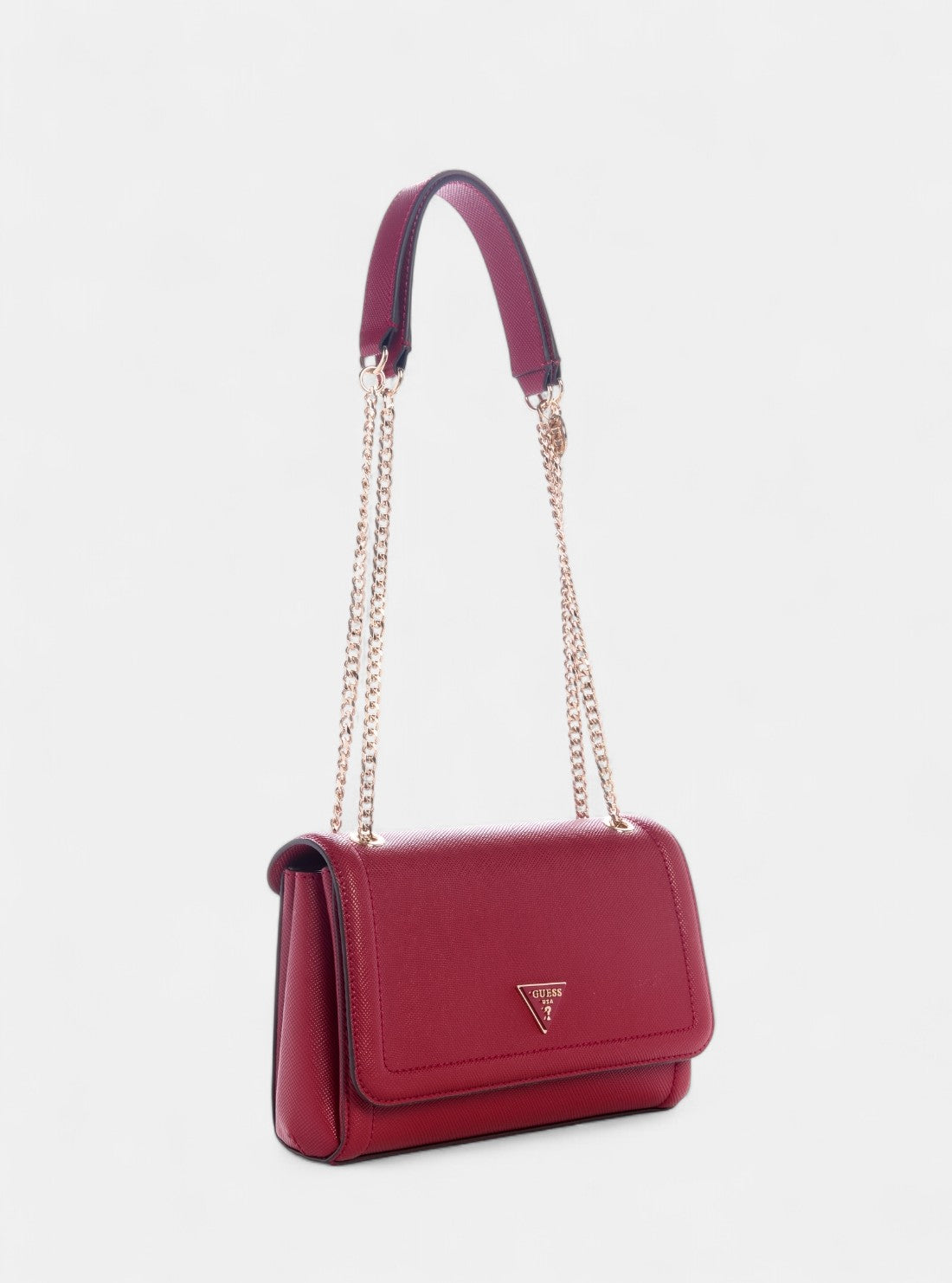GUESS Womens Red Noelle Convertible Crossbody Flap Bag ZG967221 Front Side View