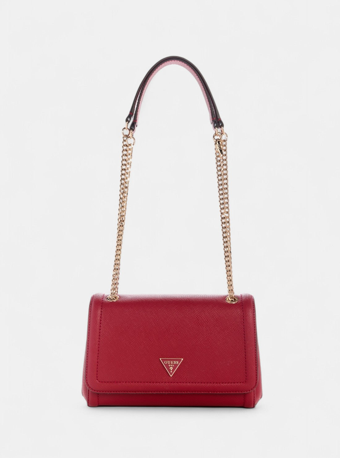 GUESS Womens Red Noelle Convertible Crossbody Flap Bag ZG967221 Front View