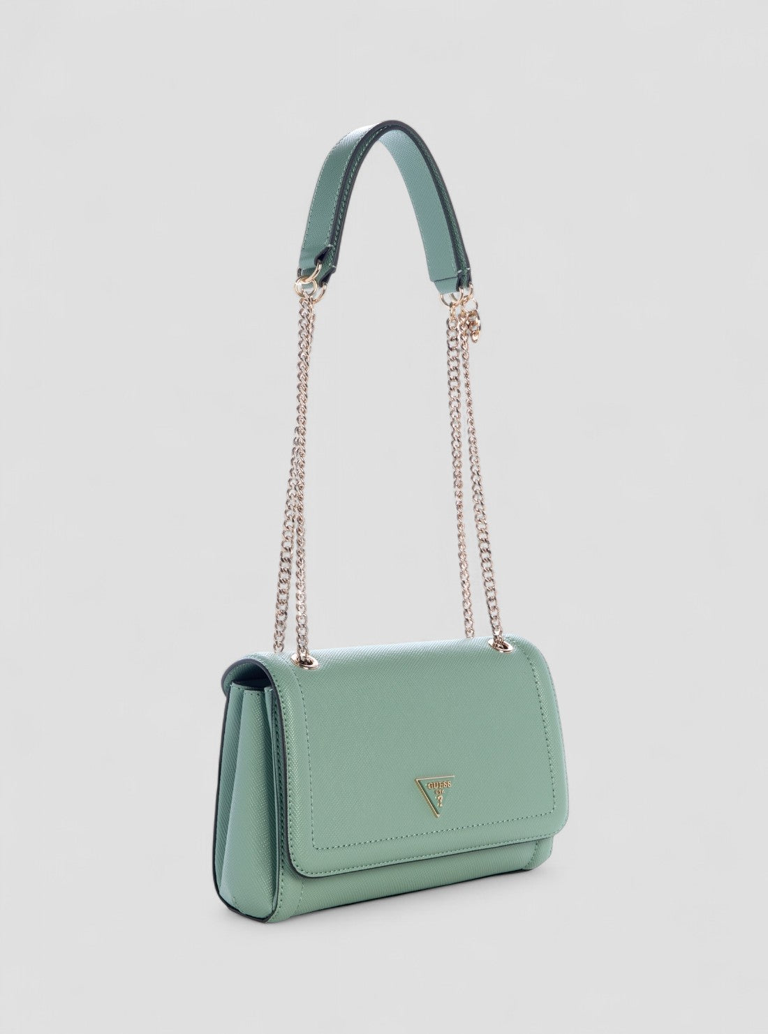 GUESS Womens Green Noelle Convertible Crossbody Flap Bag ZG967221 Front Side View