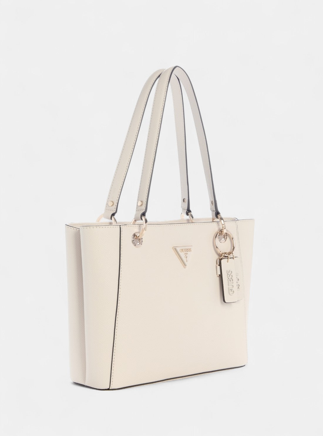 GUESS Womens Beige Noelle Double Compartment Small Tote Bag ZG967224 Front Side View