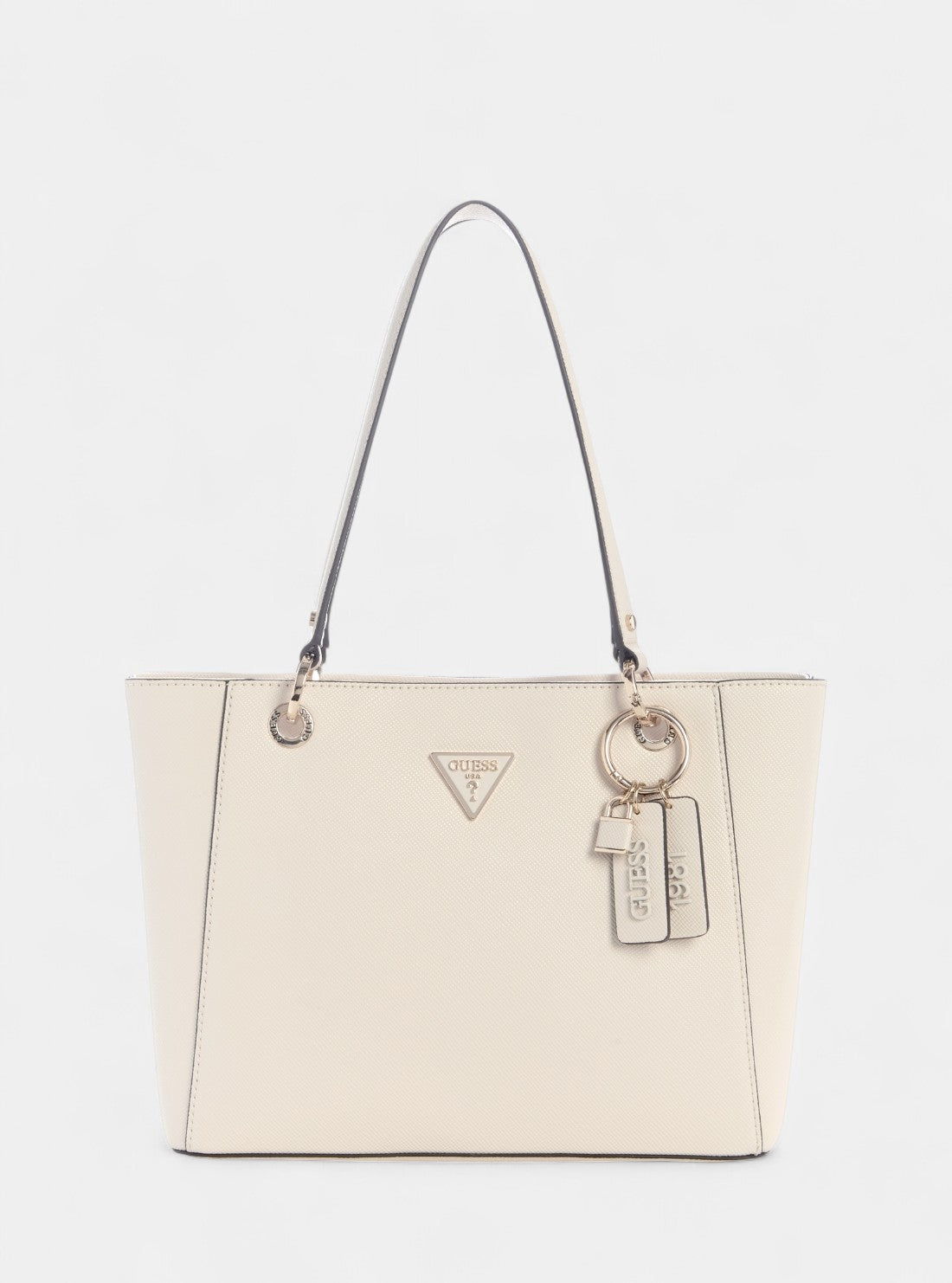 GUESS Womens Beige Noelle Double Compartment Small Tote Bag ZG967224 Front View